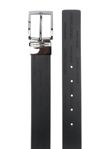 Emporio Armani Exclusive all-over Logo embossed Leather belt - Img 2