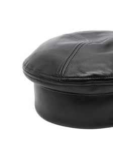 Emporio Armani Nappa leather beret with logo - Img 2