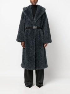 Ermanno Scervino belted shearling wool coat - Img 4