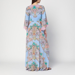 ETRO Long blue dress with Paisley print - Img 2