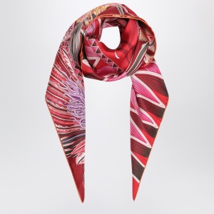Ferragamo Red/Bordeaux silk scarf with Giada print