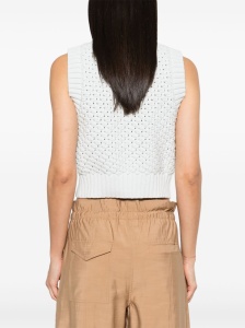 Ganni Openwork cotton vest - Img 4