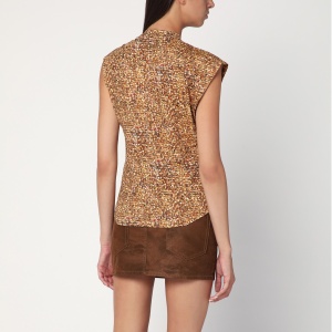 ISABEL MARANT Asymmetrical Nayda T-shirt with ochre print - Img 2