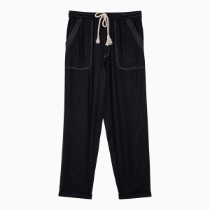 ISABEL MARANT Étoile Black silk trousers with drawstring