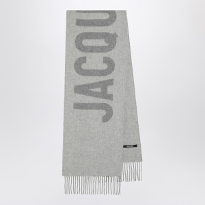 JACQUEMUS Grey wool scarf with logo