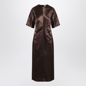 LouLou De Saison Long brown dress in linen and silk