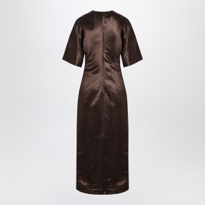 LouLou De Saison Long brown dress in linen and silk - Img 2