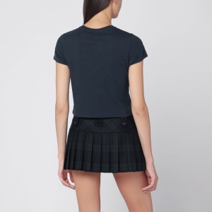 Maison Kitsuné Navy cropped T-shirt with logo patch - Img 2