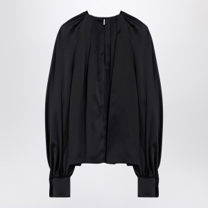 Max Mara Pianoforte Black silk satin blouse - Img 2