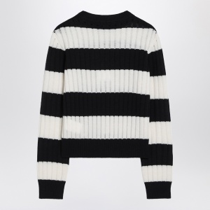 Max Mara Striped crop sweater in wool and cashmere - Img 2