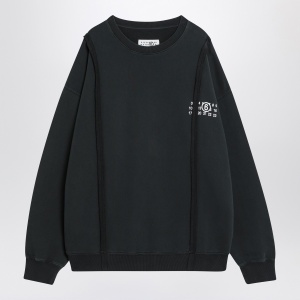 MM6 Maison Margiela Black sweatshirt with Numeric logo in cotton