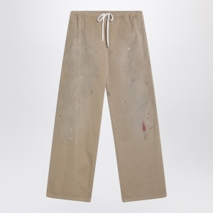 MM6 Maison Margiela Wide beige trousers with brushstrokes