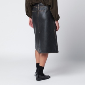 NAMACHEKO Black vintage-effect leather skirt - Img 2