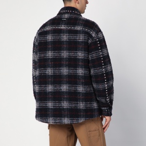 Palm Angels Over shirt in navy check wool with studs - Img 2