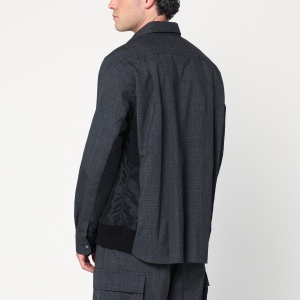Sacai Gray plaid wool shirt jacket - Img 2