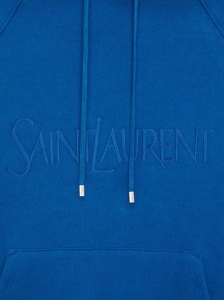 Saint Laurent logo-embroidered cotton hoodie - Img 3