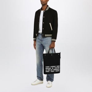 Saint Laurent North/South tote bag in black canvas - Img 2