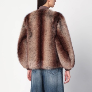 Sword 6644 Chestnut zip-up faux fur coat - Img 2