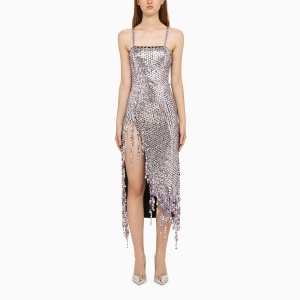 The Attico Lavender asymmetric dress with rhinestones