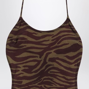The Attico Zebra one-piece swimsuit in khaki/brown - Img 2