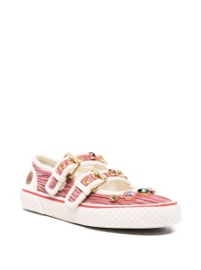 Valentino Garavani Jewel-embellished buckle sneakers - Img 2