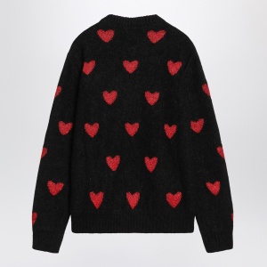 Valentino Jacquard heart pattern sweater black/red - Img 2