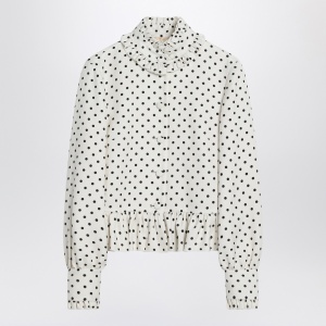 Valentino White single-breasted jacket with black polka dots