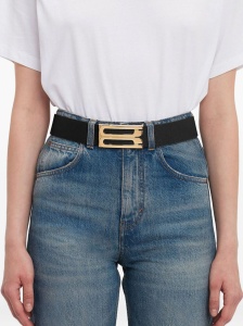 Victoria Beckham Jumbo Frame Belt In Black Grained Leather - Img 2