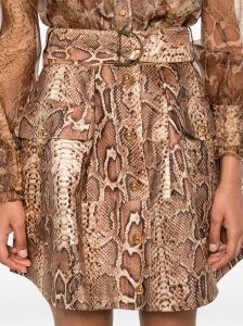 Zimmermann Snakeskin-effect belted skirt - Img 2