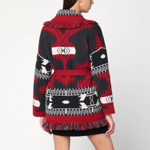 Alanui Cardigan Icon jacquard Ruby/carbone - Img 2