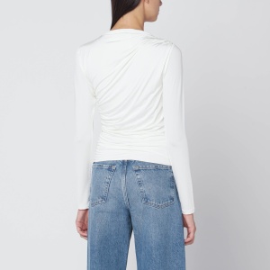 ANINE BING White jersey top with gathers - Img 2