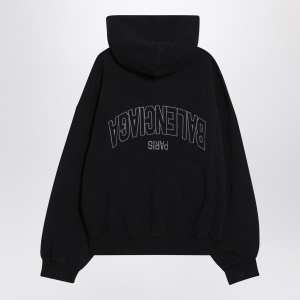 Balenciaga Washed black Flipped Uni Regular Fit zip hoodie - Img 2