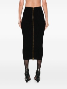 Balmain Cable-knit button-front midi fitted skirt - Img 3
