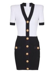 Balmain Two-tone twisted knit bodycon dress