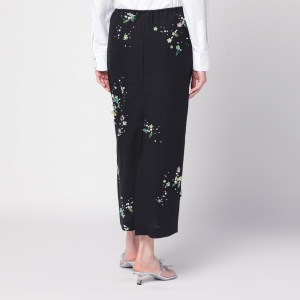BERNADETTE Black Miriam Embroidered skirt in linen blend - Img 2