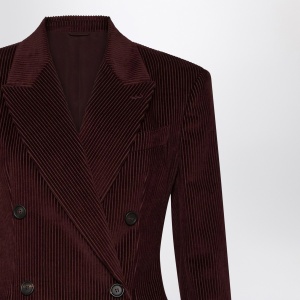 Brunello Cucinelli Bordeaux velvet double-breasted jacket - Img 2