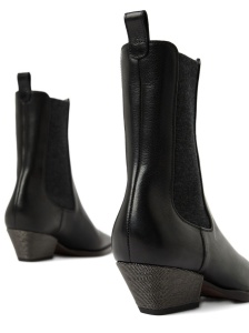 Brunello Cucinelli Classic Leather Chelsea Boot with Precious Block Heels - Img 3