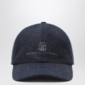 Brunello Cucinelli Grey-blue wool baseball cap