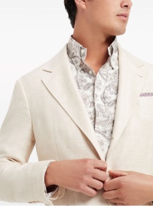 Brunello Cucinelli Linen, wool and silk diagonal deconstructed Cavallo blazer - Img 3