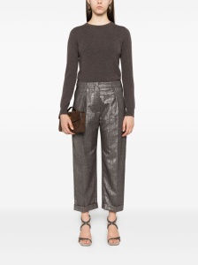 Brunello Cucinelli Pleat-detail metallic trousers - Img 3