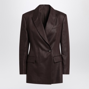 Brunello Cucinelli Shiny brown linen twill jacket