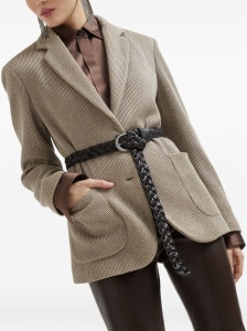 Brunello Cucinelli Sparkling cotton and viscose English rib knit blazer with monili - Img 3