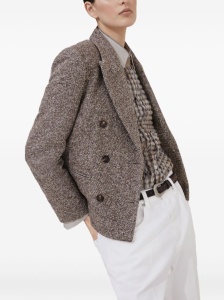 Brunello Cucinelli Virgin wool and silk mélange diagonal blazer with monili - Img 3