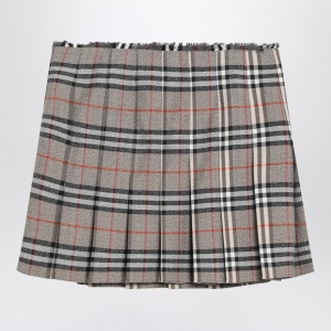 Burberry Grey wool kilt skirt with Check pattern - Img 2