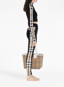 Burberry Stretch jersey leggings with Check finishes - Img 3