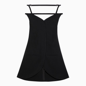 Courreges Courrèges Ellipse black viscose bustier mini dress