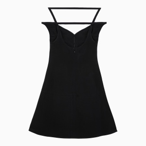 Courreges Courrèges Ellipse black viscose bustier mini dress - Img 2