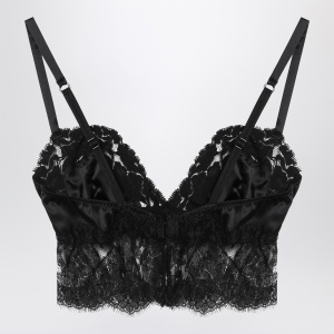 Dolce & Gabbana Dolce&Gabbana Black bralette top in silk satin and lace - Img 2