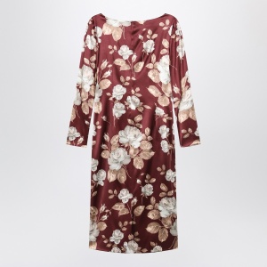 Dolce & Gabbana Dolce&Gabbana Burgundy satin dress with floral print - Img 2