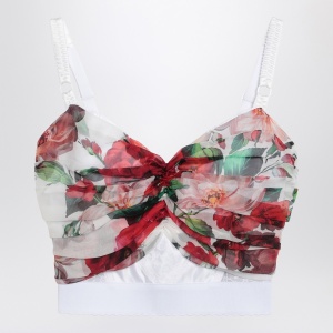 Dolce & Gabbana Dolce&Gabbana Bustier top in marquisette and chiffon with Rose print